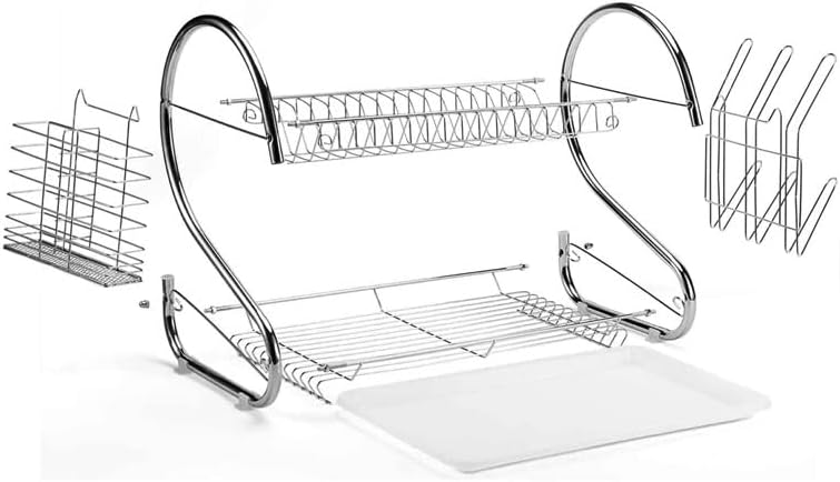 2 Layer Dish Drainer Rack Stainless Steel