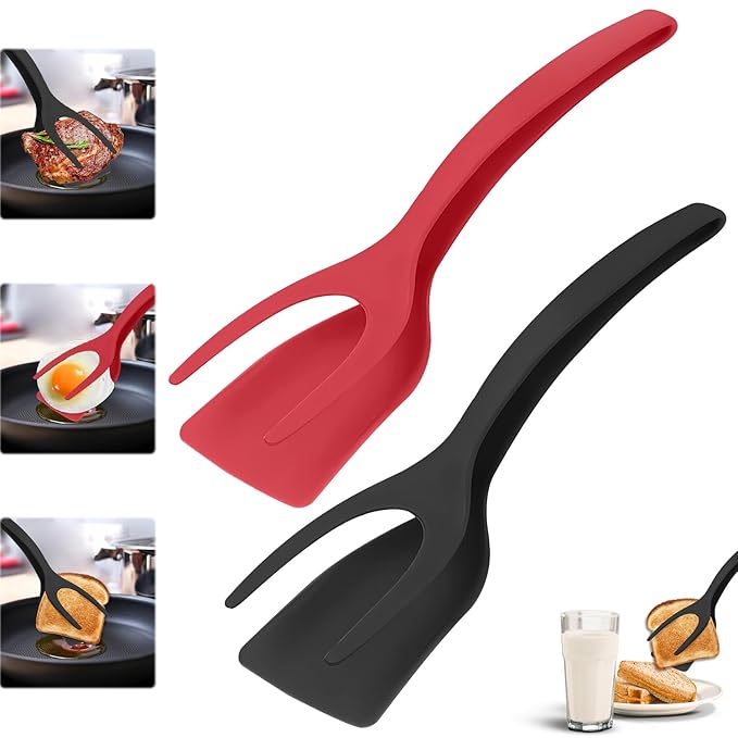 2 in 1 Grip and Flip Spatula Tongs