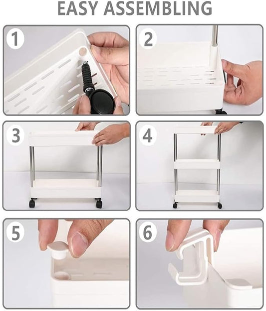 4 Layer Movable Storage Rack Space Saving Organizer with Wheel