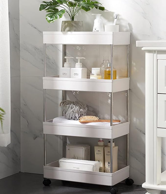 4 Layer Movable Storage Rack Space Saving Organizer with Wheel
