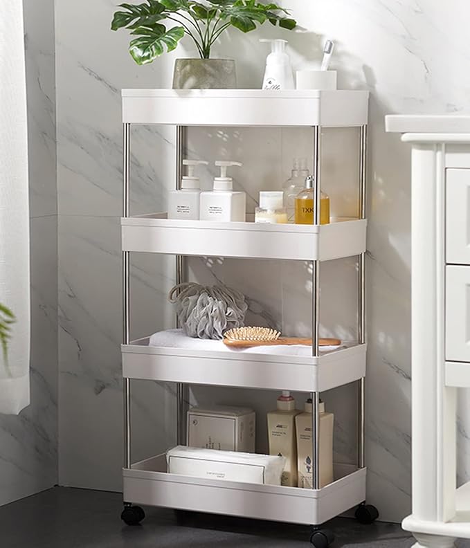 4 Layer Movable Storage Rack Space Saving Organizer with Wheel
