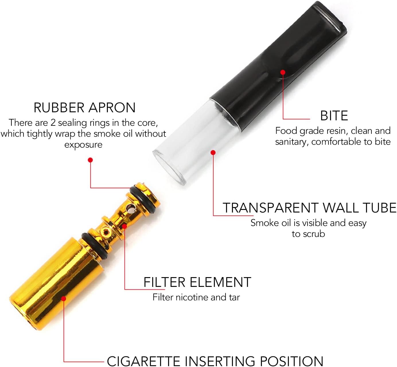 Cigarette Holder Portable Filters for Men Women (5 pcs Set)