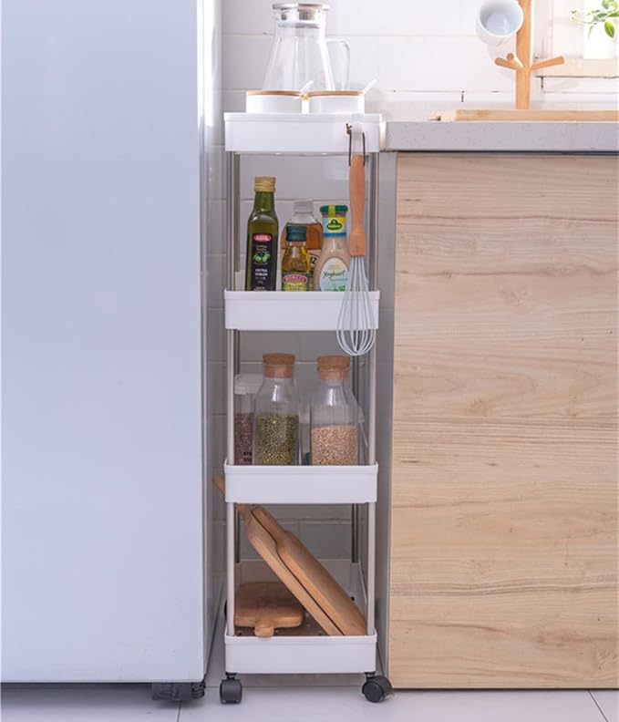 4 Layer Movable Storage Rack Space Saving Organizer with Wheel