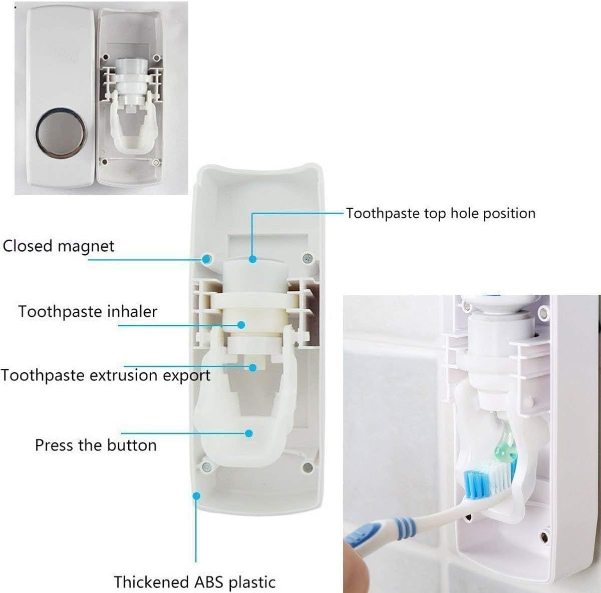 Automatic Toothpaste Dispenser and Toothbrush Holder Set (5 Brush Holder)